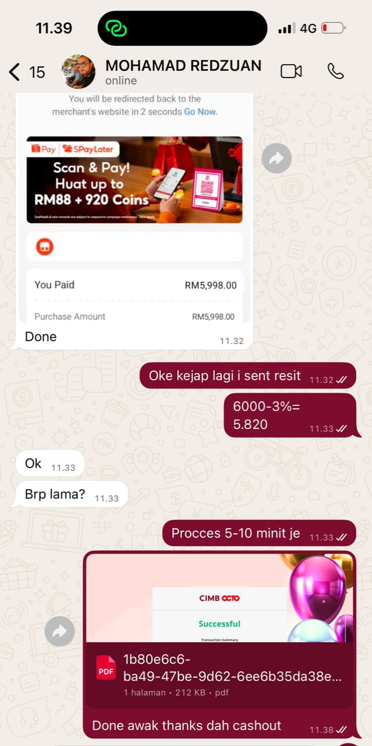 Bukti transaksi sukses pelanggan 1